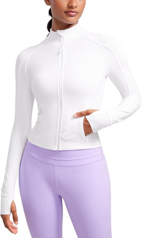 CRZ YOGA Butterluxe Jackets a la Cintura | Extremadamente Suave, Atlética, Ajuste Delgado, Cierre Completo, Bolsillos Laterales, Agujeros para Pulgares, para Mujer