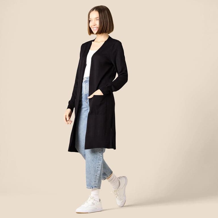 Cárdigan ligero de manga larga con frente abierto y largo extendido para mujer Amazon Essentials - imagen 4