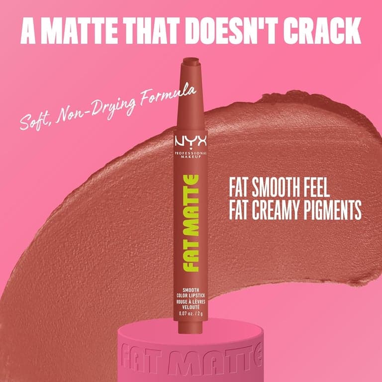 NYX PROFESSIONAL MAKEUP Lápiz Labial Fat Matte, Pigmentado, Suavizante y No Resecante, Maquillaje de Labios de Larga Duración, Vegano y Libre de Crueldad Animal - Rose Robe (Rosa Nude) - vista alternativa