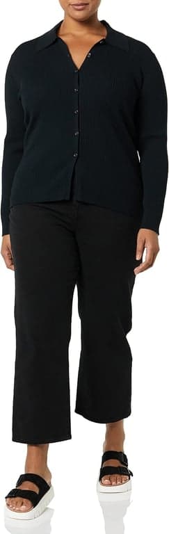 Cárdigan acanalado tipo polo elástico de calibre fino para mujer Amazon Essentials (anteriormente Daily Ritual) - imagen 2