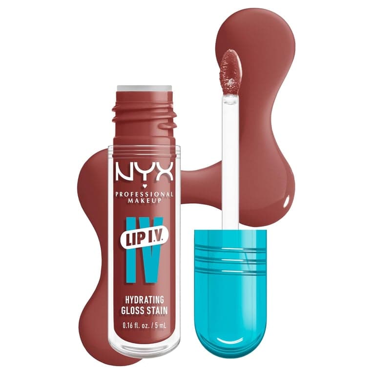 NYX PROFESSIONAL MAKEUP Tinta de Labios Brillante Hidratante Lip IV, Larga Duración, Tintada, Fórmula Vegana con 12 HR de Hidratación - Hydra Honey (Marrón)