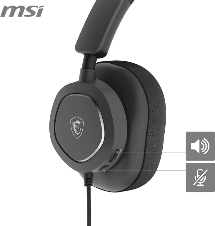 Auriculares para juegos MSI Maestro 300 - Drivers de neodimio de 40 mm, micrófono unidireccional (cardioide), almohadillas de espuma de alta densidad, diseño ligero y giratorio, USB-C, adaptador USB-C a A - Con cable - imagen 4