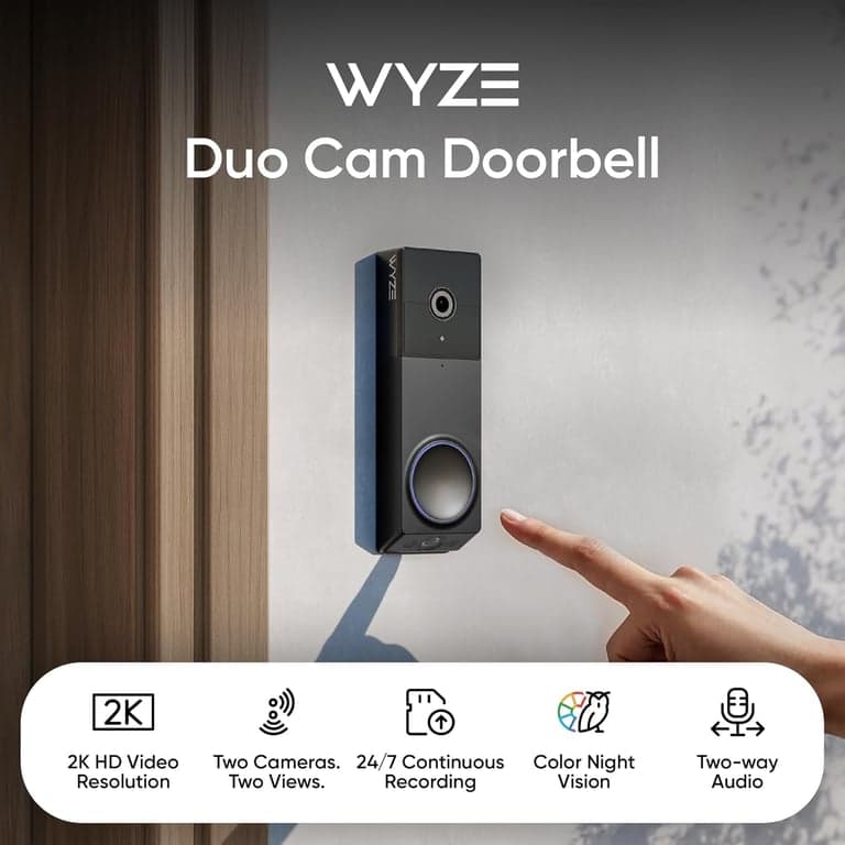 WYZE Video Doorbell Wireless Duo Cam Camera con timbre Wi-Fi, 2K HD - vista alternativa