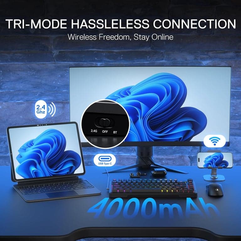Teclado para juegos Redragon K724 PRO inalámbrico de 81 teclas con junta, pantalla TFT y perilla - imagen 6