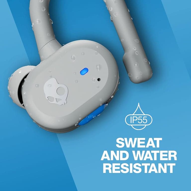 Audífonos Bluetooth intrauditivos inalámbricos Skullcandy Push Active True, úsalos con iPhone y Android con estuche de carga y micrófono, ideales para gimnasio, deportes y juegos, resistentes al agua y al polvo IP55 - Gris/Azul - imagen 5