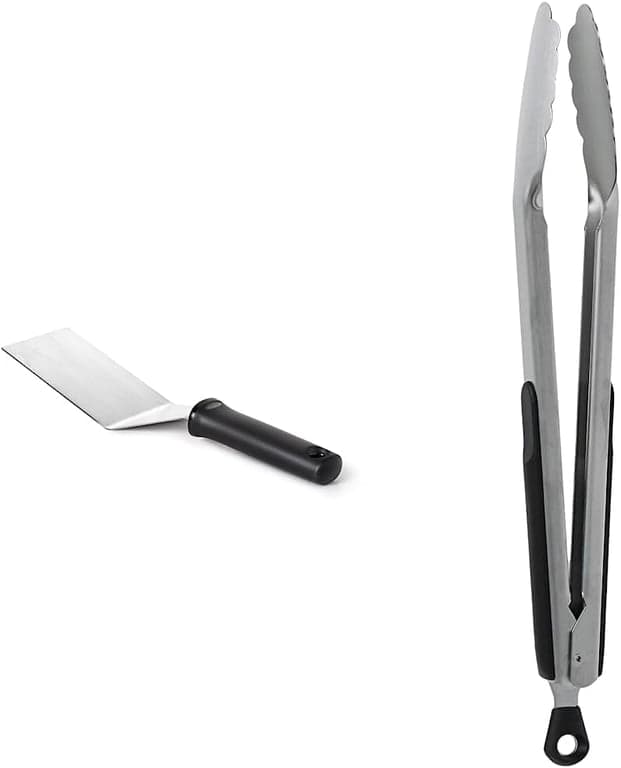 Paquete de espátula de restaurante OXO Good Grips y pinzas de bloqueo de acero inoxidable de 12 pulgadas