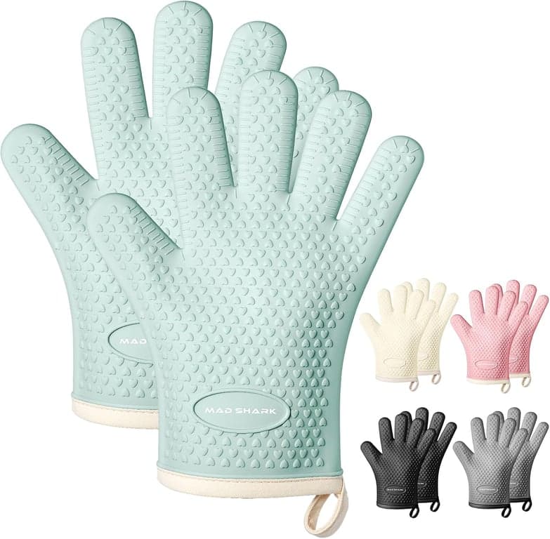 MAD SHARK Accesorio de cocina Guantes de silicona para horno y cuchillo de carnicero ideales para hornear en casa, cocinar y cortar huesos - vista alternativa