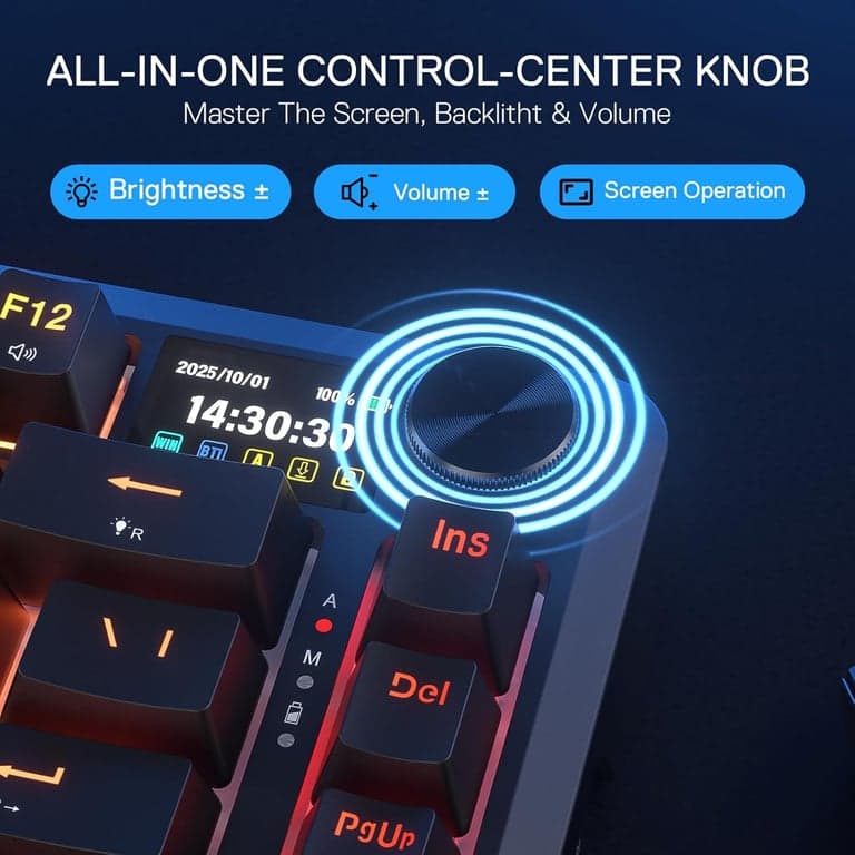 Teclado para juegos Redragon K724 PRO inalámbrico de 81 teclas con junta, pantalla TFT y perilla - imagen 3