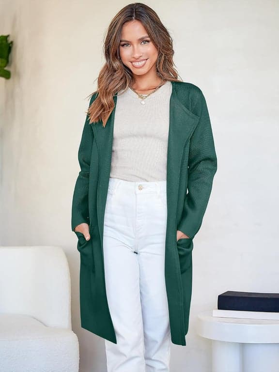 Suéter cárdigan ANRABESS para mujer, atuendos de otoño 2026 | Manga larga, frente abierto, largo medio, abrigo tipo chaqueta elegante, cárdigan de punto suave, ropa de trabajo casual de negocios, ropa de abrigo de invierno para viajes - imagen 5