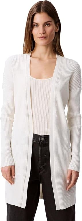Suéter largo de algodón liso acanalado Calvin Klein para mujer