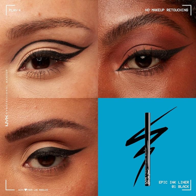 NYX PROFESSIONAL MAKEUP Epic Ink Liner, delineador líquido a prueba de agua - Negro, fórmula vegana - imagen 2