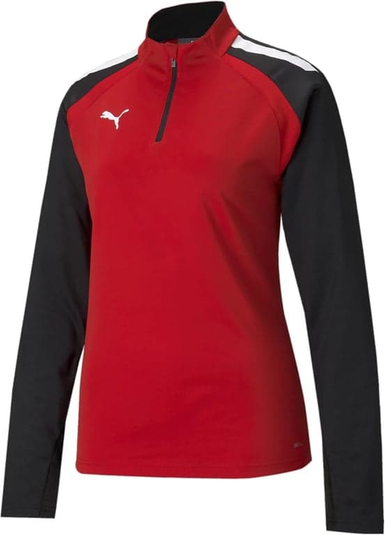 PUMA Tacos de fútbol de manga larga con cuello simulado y 1/4 de cremallera Teamliga para mujer - Azul