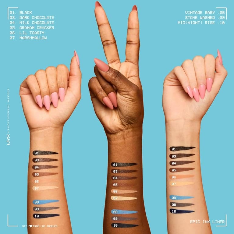 NYX PROFESSIONAL MAKEUP Epic Ink Liner, delineador líquido a prueba de agua - Negro, fórmula vegana - imagen 5