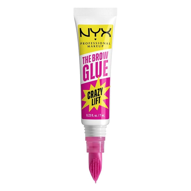 NYX PROFESSIONAL MAKEUP The Brow Glue Crazy Lift, Gel para Laminado de Cejas con Fijación Fuerte de 16 Horas y Peine Estilizador Integrado - Transparente para