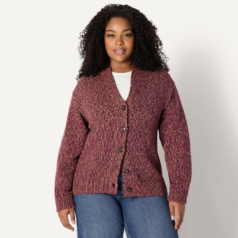 Cárdigan de mezcla de algodón grueso multicolor con botones y cuello en V profundo de corte extragrande para mujer Amazon Essentials - imagen 2