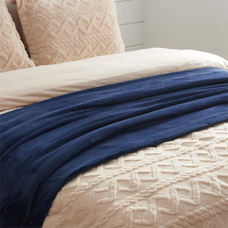 Bedsure Fleece Throw Blanket Navy and Wine - imagen 3
