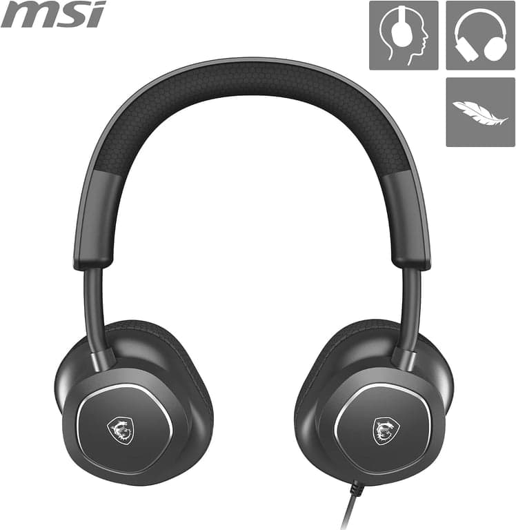 Auriculares para juegos MSI Maestro 300 - Drivers de neodimio de 40 mm, micrófono unidireccional (cardioide), almohadillas de espuma de alta densidad, diseño ligero y giratorio, USB-C, adaptador USB-C a A - Con cable - imagen 3