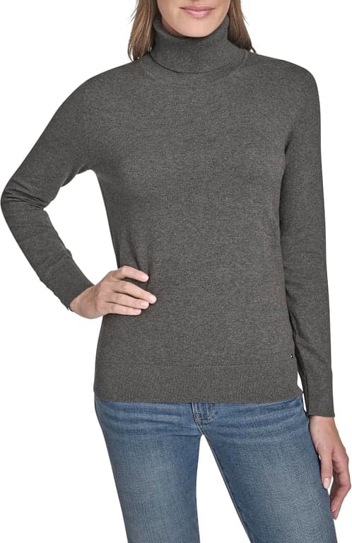 Suéter ligero de cuello alto de algodón para mujer Tommy Hilfiger