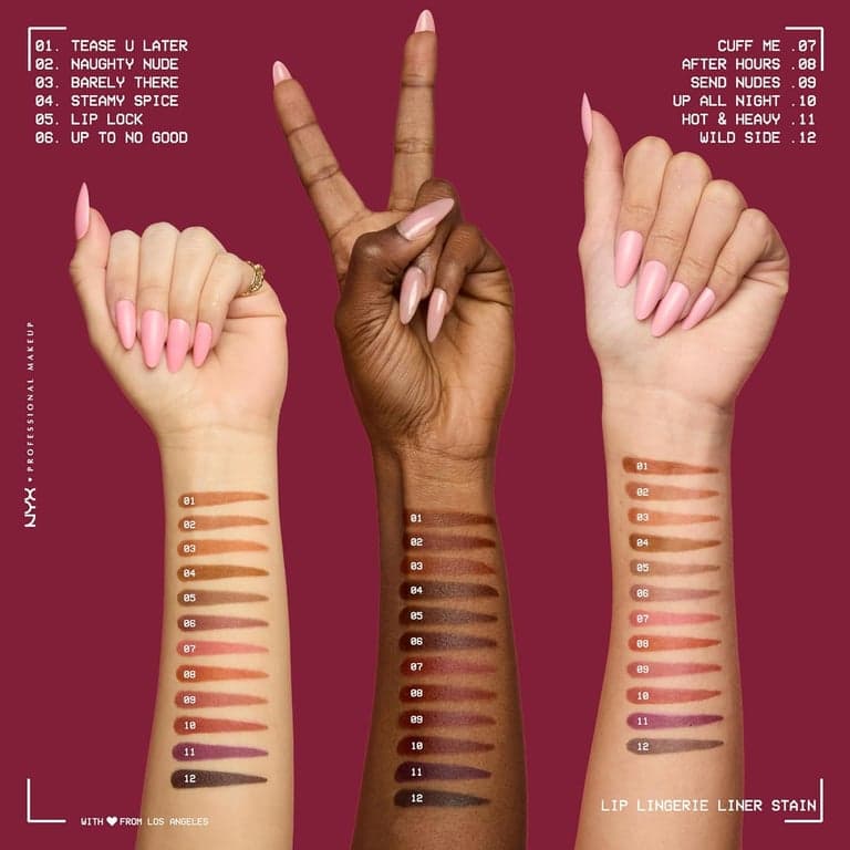 Delineador de labios NYX PROFESSIONAL MAKEUP Lip Lingerie Liner Stain, maquillaje sin costuras con color durante todo el día, acabado de tinte de labios a prueba de agua - Send Nudes (Rosewood) - imagen 4