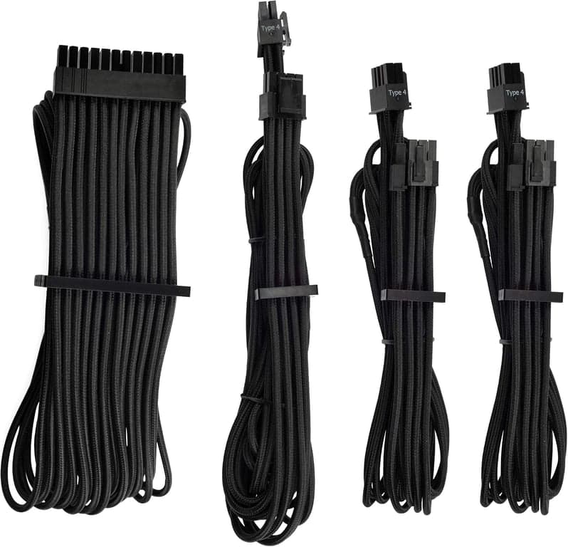 CORSAIR Kit de Inicio de Cables PSU Premium con Funda Individual – Negro, 2 Años de Garantía, para PSUs