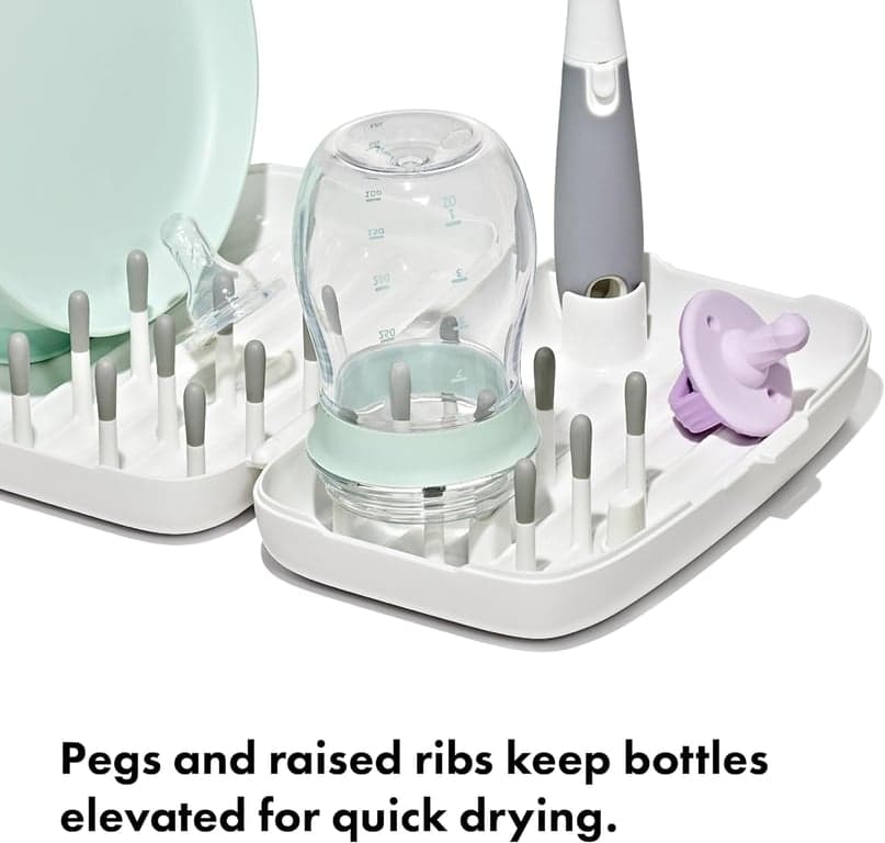 OXO Tot Escurridor de Biberones y Cepillo para Tamaño Viaje, Portátil, Gris - imagen 6