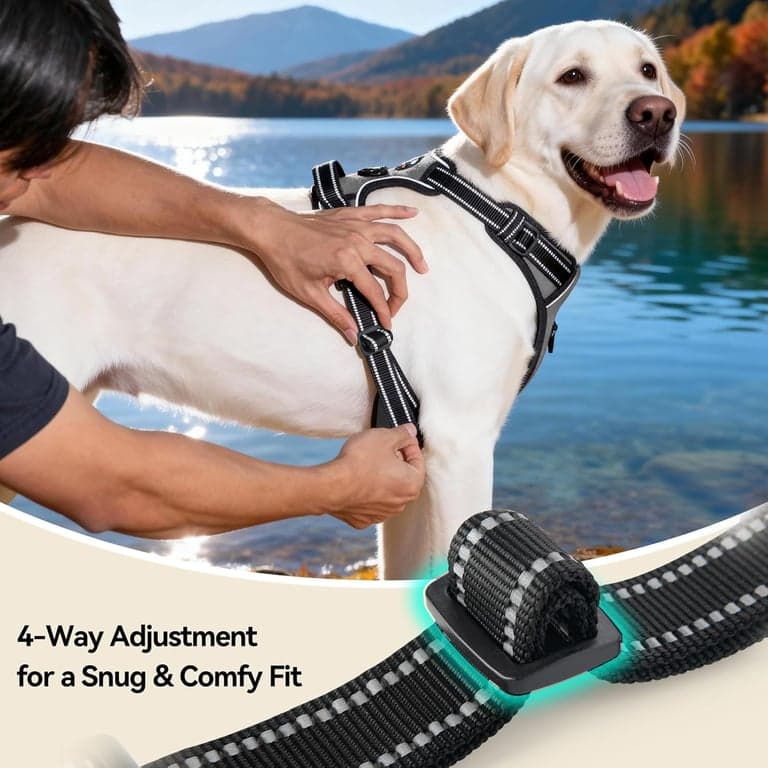 PHOEPET Arnés para Perro sin Tirones Mediano Reflectante con Clip Frontal y Asa - imagen 6