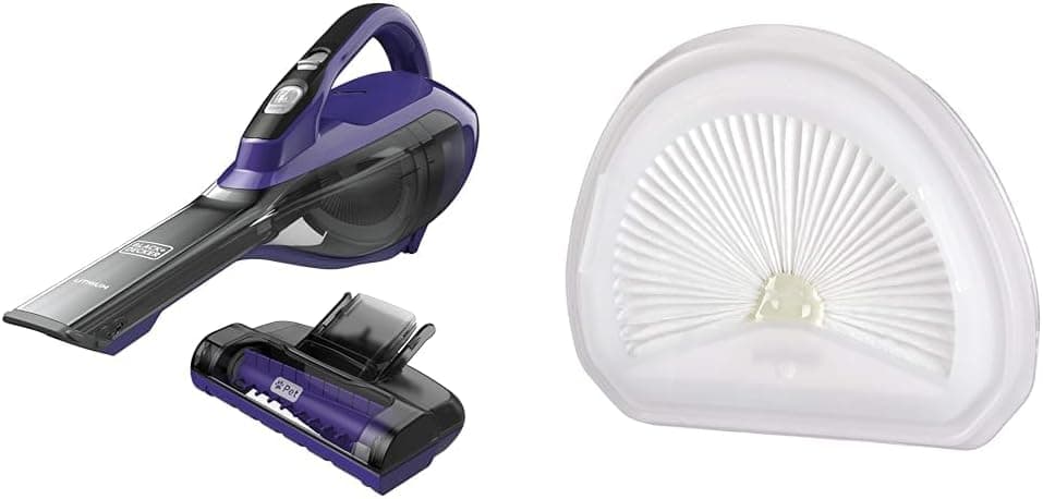 BLACK+DECKER dustbuster furbuster AdvancedClean Aspiradora de mano inalámbrica para mascotas, aspiradora para el hogar y el automóvil (HLVA325JP07) + Filtro para aspiradora de mano BLACK+DECKER (VLPF10)
