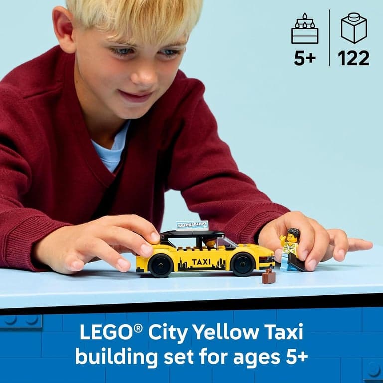 Juguete de construcción LEGO City Taxi Amarillo para Niños - Set de Juego de Simulación para y Niñas, Edades 5+ - Coche de con Minifiguras de Taxista y Turista - Idea de Regalo para Cumpleaños - 60487 - vista alternativa