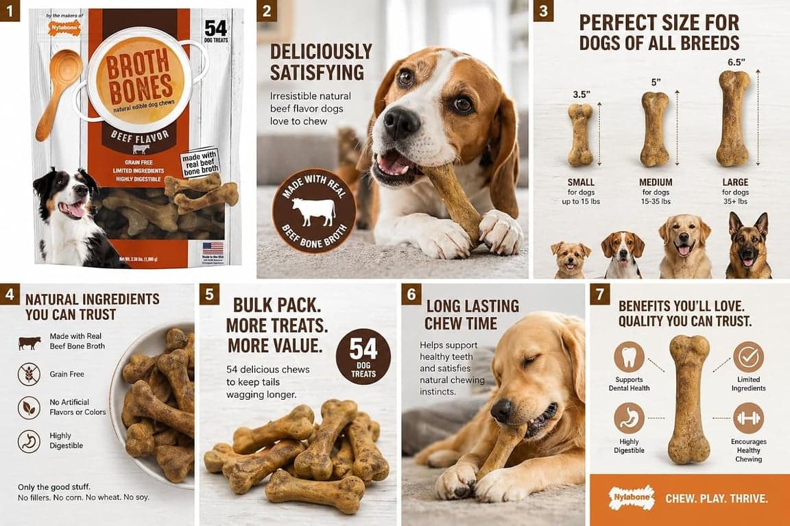 Premios para Perros Nylabone Beef Broth Bones (54 unidades netas), 2.38 Lb - imagen 3