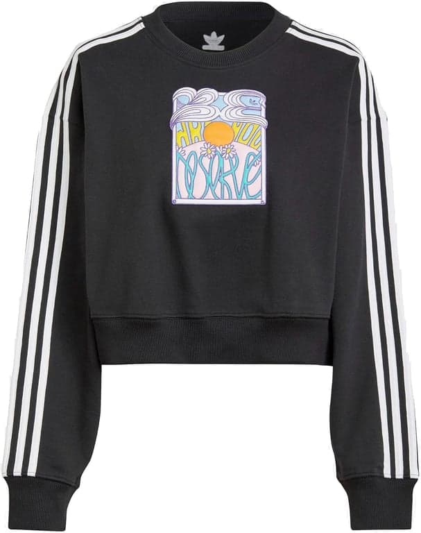 Adidas Women's Always Original Cropped Oversized Round Neck Sweatshirt, Black