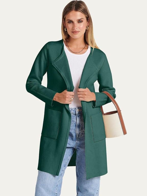 Suéter cárdigan ANRABESS para mujer, atuendos de otoño 2026 | Manga larga, frente abierto, largo medio, abrigo tipo chaqueta elegante, cárdigan de punto suave, ropa de trabajo casual de negocios, ropa de abrigo de invierno para viajes - imagen 4