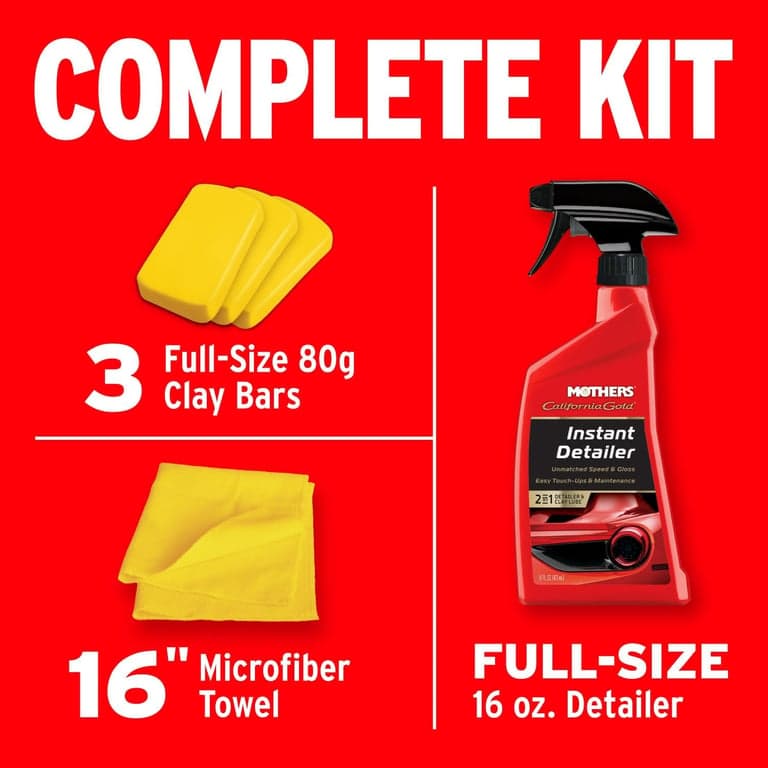 Mothers California Gold 3 Clay Bar Complete Kit, 3 barras de arcilla de 80 gramos, 07240 | Elimina contaminantes, restaura el brillo y la suavidad de la pintura - imagen 6