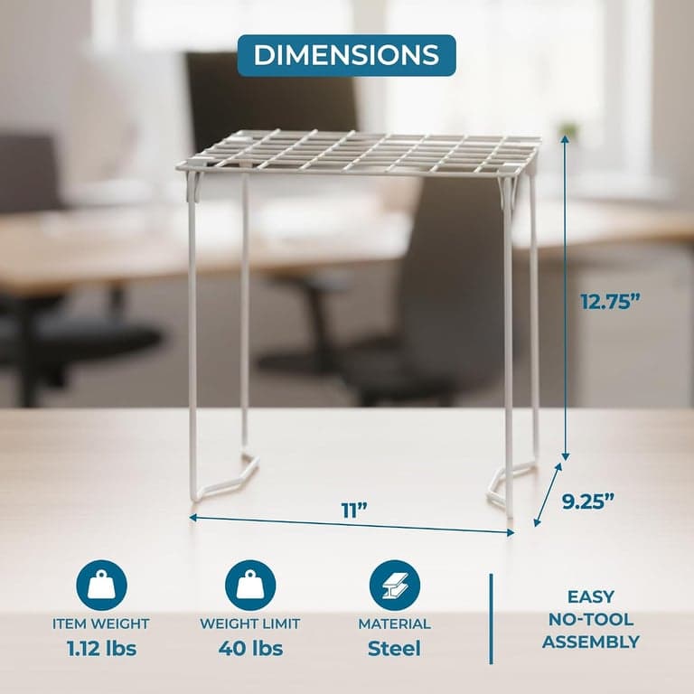 Honey-Can-Do Estante apilable de alambre de acero para casillero, organizador de almacenamiento de metal plateado, inserto de casillero escolar y de gimnasio de alta resistencia ajustable en altura, estantería utilitaria que ahorra espacio - imagen 2