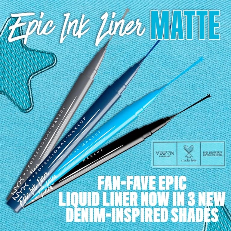NYX PROFESSIONAL MAKEUP Epic Ink Liner, delineador líquido a prueba de agua - Negro, fórmula vegana - imagen 6