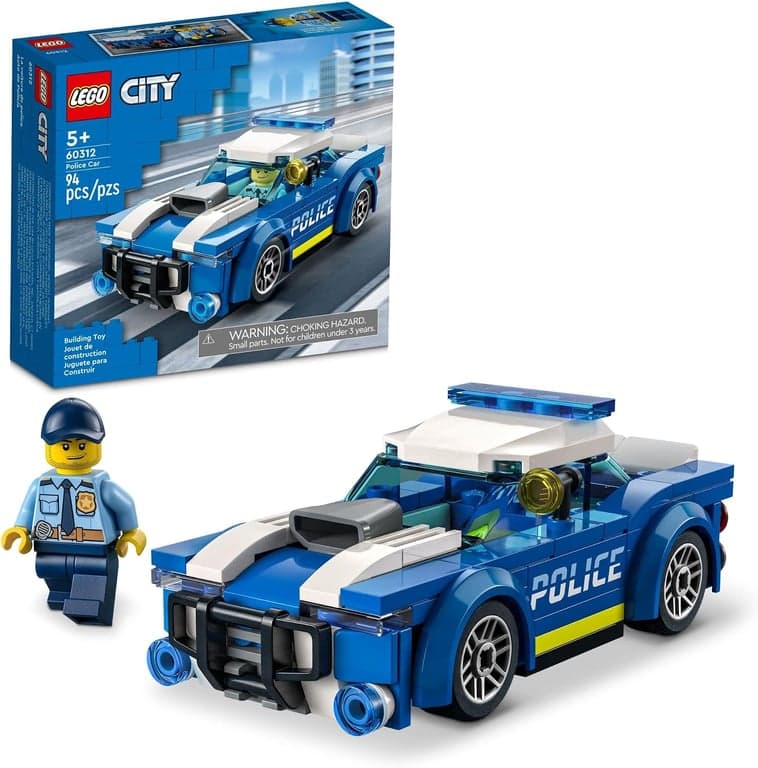 LEGO City Coche de Policía de Juguete 60312 para Niños de 5 Años en Adelante con Minifigura de Oficial, Idea de Pequeño Regalo, Serie Aventuras, Set de Construcción de Persecución de Coches