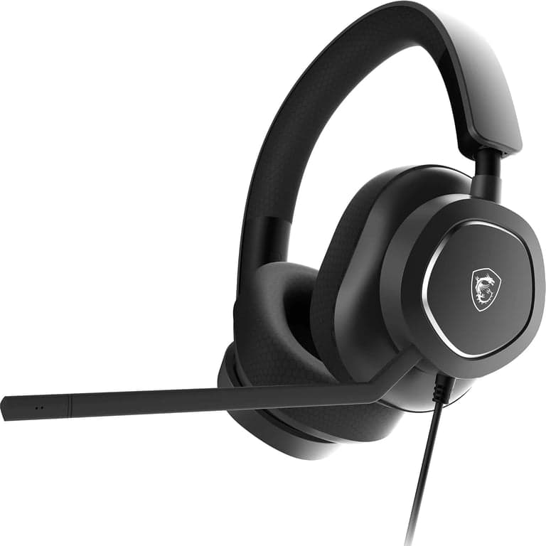 Auriculares para juegos MSI Maestro 300 - Drivers de neodimio de 40 mm, micrófono unidireccional (cardioide), almohadillas de espuma de alta densidad, diseño ligero y giratorio, USB-C, adaptador USB-C a A - Con cable