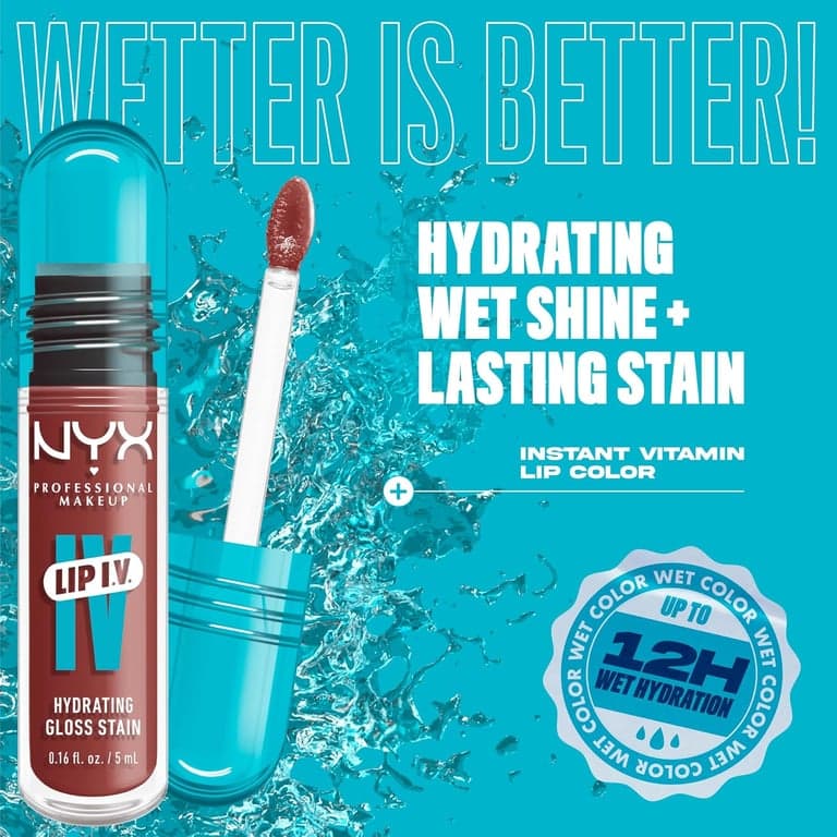 NYX PROFESSIONAL MAKEUP Tinta de Labios Brillante Hidratante Lip IV, Larga Duración, Tintada, Fórmula Vegana con 12 HR de Hidratación - Hydra Honey (Marrón) - imagen 2