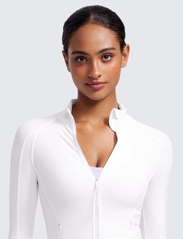 CRZ YOGA Butterluxe Jackets a la Cintura | Extremadamente Suave, Atlética, Ajuste Delgado, Cierre Completo, Bolsillos Laterales, Agujeros para Pulgares, para Mujer - imagen 2
