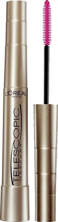 Máscara de Pestañas Telescopic Original de L’Oreal Paris Makeup, Fórmula de Volumen y Longitud para Separar Pestañas, Lavable, Negro Más Negro, 0.27 Fl Oz., 1 Unidad