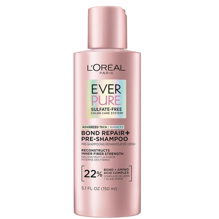 L'Oreal Paris Concentrado Pre-Champú Bond Repair+ Sin Sulfatos, Tratamiento Capilar con Complejo + Aminoácidos para Cabello Teñido, Decolorado o Dañado, EverPure, 5.1 Fl Oz (El empaque puede variar)