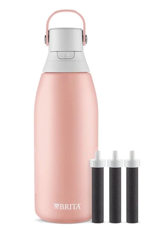 Brita Botella de agua de acero inoxidable premium con filtro, sin BPA, reutilizable, aislada, reemplaza 300 botellas de agua de plástico (32 onzas con 3 filtros) - vista alternativa