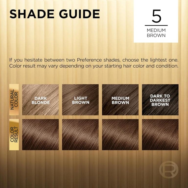 L'Oreal Paris Superior Preference Tinte Permanente Luminoso Resistente a la Decoloración, para el Cabello para Hasta 9 Semanas de Resplandor, Castaño Medio 5, 1 Kit de para el - imagen 4