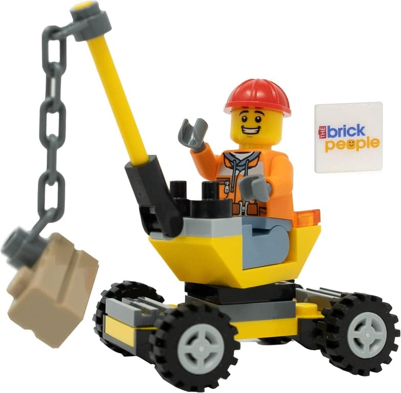 LEGO City: Minifigura de trabajador de construcción con grúa pequeña