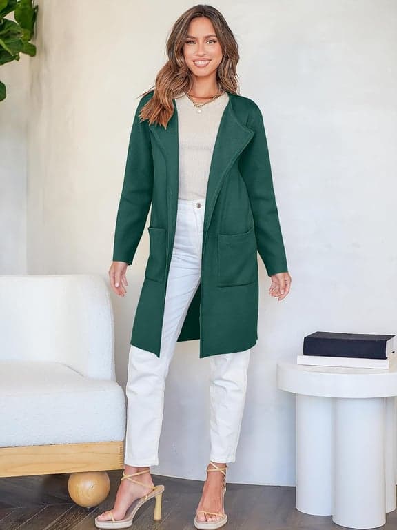 Suéter cárdigan ANRABESS para mujer, atuendos de otoño 2026 | Manga larga, frente abierto, largo medio, abrigo tipo chaqueta elegante, cárdigan de punto suave, ropa de trabajo casual de negocios, ropa de abrigo de invierno para viajes - imagen 6