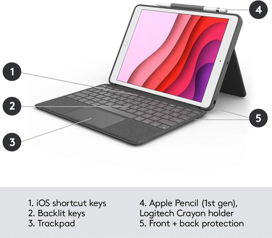 Teclado Logitech Combo Touch para iPad de 7ª, 8ª y 9ª generación - Grafito - imagen 6