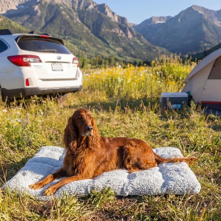 Outward Hound On-The-Go Travel Dog Bed, Alfombra Portátil Enrollable con Hebilla, Exterior de Ripstop Duradero y Interior de Forro Polar Suave, Parte Inferior Resistente al Agua, Interior/Exterior, Gris, 36” x 27” - imagen 4