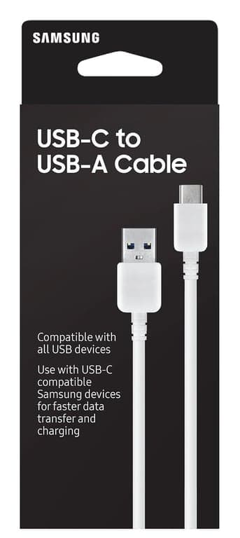 SAMSUNG EP-DN930CWEGUS Cable de sincronización y transferencia USB-C a USB-A, 1 metro, empaque minorista, blanco (paquete de 2) - vista alternativa
