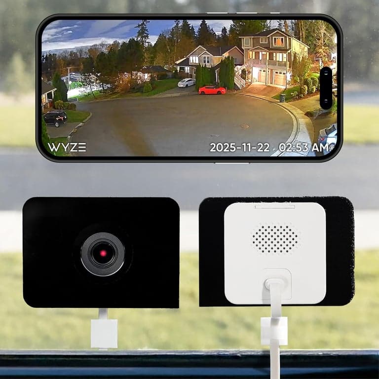 Cámara de ventana WYZE, cámara de seguridad doméstica HD WiFi para interiores, visión nocturna a color mejorada, antirreflejos, detección de movimiento con IA, configuración fácil y rápida, grabación 24/7, funciona con Alexa y Google