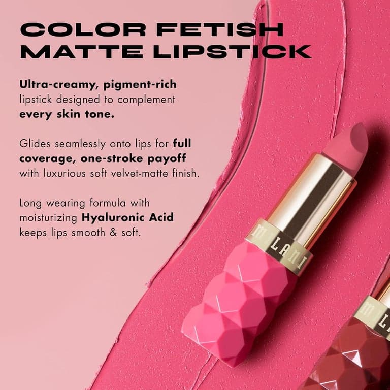 Milani Color Fetish Matte Lipstick para mujer Larga duración de labios - Peony - imagen 2
