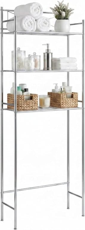 Honey-Can-Do Estante de almacenamiento para baño sobre el inodoro, acero, cromo, 3 niveles